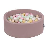 KiddyMoon 90X30cm/200 Balls ∅ 7Cm / 2.75In Baby Foam Ball Pit Made In EU, Heather:Pastel Beige/Pastel Yellow/White/Mint/Powder Pink