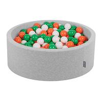 KiddyMoon 90X30cm/200 Balls ∅ 7Cm / 2.75In Baby Foam Ball Pit Made In EU, Ireland: Green/White/Orange