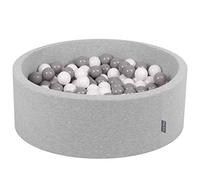 KiddyMoon 90X30cm/200 Balls ∅ 7Cm / 2.75In Baby Foam Ball Pit Made In EU, Light Grey:White/Grey