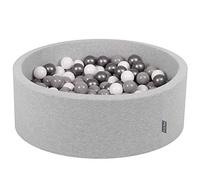 KiddyMoon 90X30cm/200 Balls ∅ 7Cm / 2.75In Baby Foam Ball Pit Made In EU, Light Grey:White/Grey/Silver