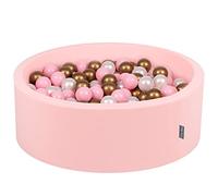 KiddyMoon 90X30cm/200 Balls ∅ 7Cm / 2.75In Baby Foam Ball Pit Made In EU, Pink:Powder Pink/Pearl/Gold