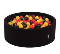 KiddyMoon 90X30cm/300 Balls ∅ 7Cm / 2.75In Baby Foam Ball Pit Made In EU, Belgium: Black/Yellow/Red