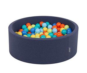 KiddyMoon 90X30cm/300 Balls ∅ 7Cm / 2.75In Baby Foam Ball Pit Made In EU, D.Blue:L.Green/Orange/Turquois/Blue/Babyblue/Yellw