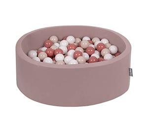 KiddyMoon 90X30cm/300 Balls ∅ 7Cm / 2.75In Baby Foam Ball Pit Made In EU, Heather:Pastel Beige/Salmon Pink/White