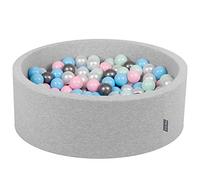 KiddyMoon 90X30cm/300 Balls ∅ 7Cm / 2.75In Baby Foam Ball Pit Made In EU, Light Grey:Pearl/Light Pink/Baby Blue/Mint/Silver