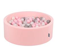 KiddyMoon 90X30cm/300 Balls ∅ 7Cm / 2.75In Baby Foam Ball Pit Made In EU, Pink:Pearl/Grey/Transparent/Light Pink