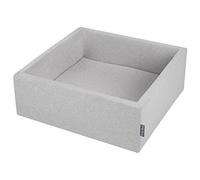 KiddyMoon 90X30cm/NO Balls ∅ 7Cm / 2.75In Square Baby Foam Ball Pit Made In EU, Light Grey