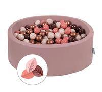KiddyMoon Baby Ball Pit 90 X 30 Cm / 200 Balls 7 Cm Soft Foam For Infants And Toddlers From 8 Months Removable Cotton Cover, Heather: Brown/Copper/Pastel Beige/Salmon