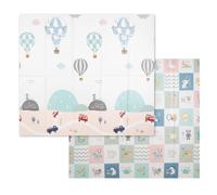 KiddyMoon Baby Play Mat Double-Sided Foam Mat for Kids Crawling Mat for Children Encourages Imagination Colourful Patterns Play Area Foldable Ideal for Indoors and Outdoors 180X200x1cm, Gray-Baloons