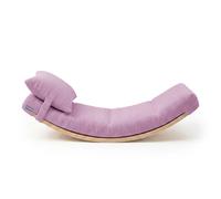KiddyMoon Balance Board For Kids With Mattress And Pillow Wooden Sensory Wobble Board, Natural/Light Purple,Balance Board/Mattress/Pillow
