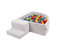 KiddyMoon Foam Playground For Kids With Quarter Angular Ballpit (100 Balls) Obstacle Course, Lightgrey:Yellow/Green/Blue/Red/Orange