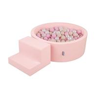 KiddyMoon Foam Playground For Kids With Round Ballpit (100 Balls ∅ 7Cm/2.75In) Soft Obstacles Course And Ball Pool Made In EU, Pink:Pastel Beige/Powder Pink/Pearl