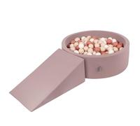 KiddyMoon Foam Playground For Kids With Round Ballpit (100 Balls ∅ 7Cm/2.75In) Soft Obstacles Course And Ball Pool, Heather: Pastel Beige-Salmon-White