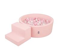 KiddyMoon Foam Playground For Kids With Round Ballpit (200 Balls ∅ 7Cm/2.75In) Soft Obstacles Course And Ball Pool Made In EU, Pink:Powder Pink/Pearl/Transparent