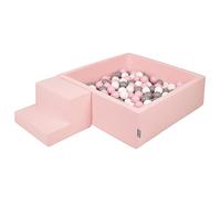 KiddyMoon Foam Playground For Kids With Square Ballpit (100 Balls ∅ 7Cm/2.75In) Soft Obstacles Course And Ball Pool, Made In The EU, Pink:White/Grey/Powder Pink