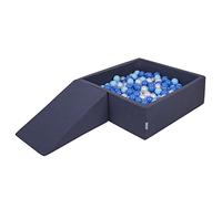 KiddyMoon Foam Playground For Kids With Square Ballpit (100 Balls ∅ 7Cm/2.75In) Soft Obstacles Course And Ball Pool, Made In The EU, Darkblue:Babyblue/Blue/Pearl