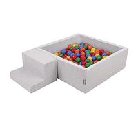 KiddyMoon Foam Playground For Kids With Square Ballpit (200 Balls ∅ 7Cm/2.75In) Soft Obstacles Course And Ball Pool, Made In The EU, Lightgrey:Yellow/Green/Blue/Red/Orange
