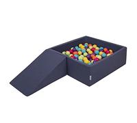 KiddyMoon Foam Playground For Kids With Square Ballpit (200 Balls ∅ 7Cm/2.75In) Soft Obstacles Course And Ball Pool, Made In The EU, Darkblue:Lgreen/Yellow/Turquoi/Orange/Dpink/Purple