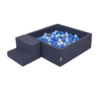 KiddyMoon Foam Playground For Kids With Square Ballpit (200 Balls ∅ 7Cm/2.75In) Soft Obstacles Course And Ball Pool, Made In The EU, Darkblue:Babyblue/Blue/Pearl