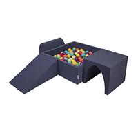 KiddyMoon Foam Playground For Kids With Square Ballpit (200 Balls ∅ 7Cm/2.75In) Soft Obstacles Course And Ball Pool, Made In The EU, Darkblue:Lgreen/Yellow/Turquoi/Orange/Dpink/Purple