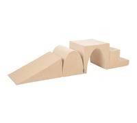 KiddyMoon Foam Playground Velvet For Kids Obstacle Course For Children Montessori Toy For Babies Soft Construction Blocks Element, Wedge/Hill/Tunnel/Steps, Sand Beige