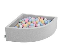 KiddyMoon Soft Ball Pit Quarter Angular 90X30cm/200 Balls ∅ 7Cm / 2.75In For Kids, Foam Ball Pool Baby Playballs, Made In The EU, Light Grey:Pastel Blue/Pastel Yellow/White/Mint/Light Pink