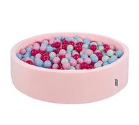 KiddyMoon Soft Ball Pit Round 120X30cm/1000 Balls ∅ 7Cm / 2.75In For Kids, Foam Ball Pool Baby Playballs Children, Made In The EU, Pink:Light Pink/Dark Pink/Babyblue/Mint