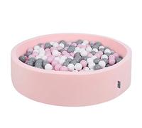 KiddyMoon Soft Ball Pit Round 120X30cm/200 Balls ∅ 7Cm / 2.75In For Kids, Foam Ball Pool Baby Playballs Children, Made In The EU, Pink:White-Grey-Powder Pink