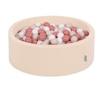 KiddyMoon Soft Ball Pit Round 90X30cm/200 Balls ∅ 7Cm/2.75In For Kids, Foam Ball Pool Baby Playballs, Beige: Pastel Beige/Salmon/White
