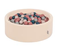 KiddyMoon Soft Ball Pit Round 90X30cm/200 Balls ∅ 7Cm/2.75In For Kids, Foam Ball Pool Baby Playballs, Beige: Dark Turquoise/Pastel Beige/Green-Grey/Salmon