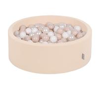 KiddyMoon Soft Ball Pit Round 90X30cm/200 Balls ∅ 7Cm/2.75In For Kids, Foam Ball Pool Baby Playballs, Beige: Pastel Beige/White/Pearl