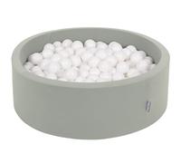 KiddyMoon Soft Ball Pit Round 90X30cm/300 Balls ∅ 7Cm/2.75In For Kids, Foam Ball Pool Baby Playballs, Sage: White
