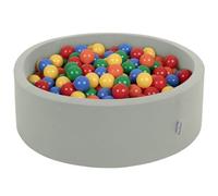 KiddyMoon Soft Ball Pit Round 90X30cm/300 Balls ∅ 7Cm/2.75In For Kids, Foam Ball Pool Baby Playballs, Sage: Yellow/Green/Blue/Red/Orange