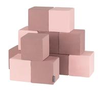 KiddyMoon Soft Foam Building Blocks For Babies & Toddlers, Washable Cotton Zip Cover, 14Cm Cubes, Sensory Toy, 12 Pieces, Cubes: Heather-Pink