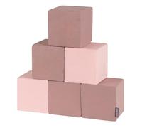 KiddyMoon Soft Foam Building Blocks For Babies & Toddlers, Washable Cotton Zip Cover, 14Cm Cubes, Sensory Toy, 6 Pieces, Cubes: Heather-Pink