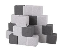 KiddyMoon Soft Foam Cubes Building Blocks 14Cm For Children Multifunctional Foam Construction Montessori Toy For Babies, Made In The EU, 24 Pieces, Cubes:Dark Grey-Light Grey