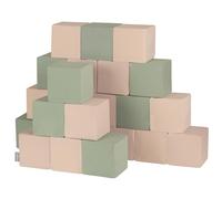 KiddyMoon Soft Foam Cubes Building Blocks 14Cm For Children Multifunctional Foam Construction Montessori Toy For Babies, Made In The EU, 24 Pieces, Cubes: Sage-Beige