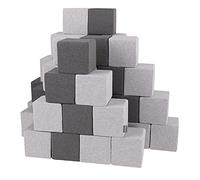 KiddyMoon Soft Foam Cubes Building Blocks 14Cm For Children Multifunctional Foam Construction Montessori Toy For Babies, Made In The EU, 48 Pieces, Cubes:Dark Grey-Light Grey