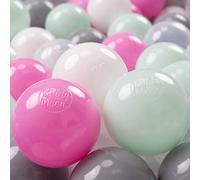 KiddyMoon Soft Plastic Play Balls 100 Balls/7Cm-2.75In ∅ 7Cm/2.75In Multi-Colour, Transparent/Grey/White/Pink/Mint