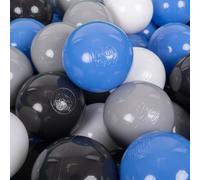 KiddyMoon Soft Plastic Play Balls 100 Balls/7Cm-2.75In Multi-Colour Made In EU, Grey/White/Blue/Black