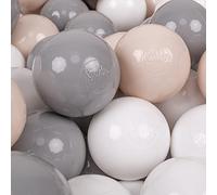 KiddyMoon Soft Plastic Play Balls 100 Balls/7Cm-2.75In Multi-Colour Made In EU, Pastel Beige/Grey/White