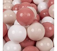 KiddyMoon Soft Plastic Play Balls 100 Balls/7Cm-2.75In Multi-Colour Made In EU, Pastel Beige/Salmon Pink/White