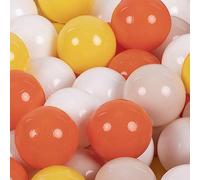 KiddyMoon Soft Plastic Play Balls 100 Balls/7Cm-2.75In Multi-Colour Made In EU, Yellow/Orange/Pastel Beige/White