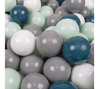 KiddyMoon Soft Plastic Play Balls 200 Balls/7Cm-2.75In Multi-Colour Made In EU, Dark Turquoise/Grey/White/Mint