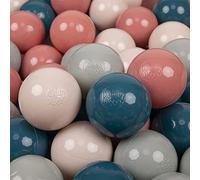 KiddyMoon Soft Plastic Play Balls 200 Balls/7Cm-2.75In Multi-Colour Made In EU, Dark Turquoise/Pastel Beige/Greengrey/Salmon Pink