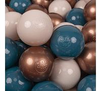 KiddyMoon Soft Plastic Play Balls 200 Balls/7Cm-2.75In Multi-Colour Made In EU, Dark Turquoise/Pastel Beige/Copper