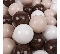 KiddyMoon Soft Plastic Play Balls 200 Balls/7Cm-2.75In Multi-Colour Made In EU, Pastel Beige/Brown/White