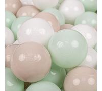 KiddyMoon Soft Plastic Play Balls 200 Balls/7Cm-2.75In Multi-Colour Made In EU, Pastel Beige/White/Mint