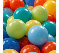 KiddyMoon Soft Plastic Play Balls 300 Balls/7Cm-2.75In Multi-Colour Made In EU, L.Green/Orange/Turquoise/Blue/Babyblue/Yellow