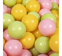 KiddyMoon Soft Plastic Play Balls 300 Balls/7Cm-2.75In Multi-Colour Made In EU, Light Green/Yellow/Light Pink